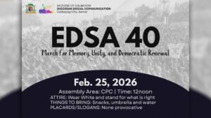 Martsa at rally, isasagawa sa Calbayog City bukas bilang paggunita sa anibersaryo ng EDSA People Power