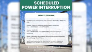 Power interruptions, mararanasan sa ilang bahagi ng Samar, bukas
