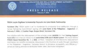 TESDA at LandBank, gagawing digital ang scholarship payouts sa Leyte
