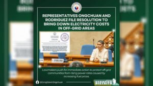Resolusyon para mabawasan ang singil sa kuryente sa Off-Grid areas, inihain ng kinatawan ng Northern Samar