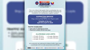 Controlled Dry Run sa tulay sa Leyte na isinailalim sa repair, sisimulan ngayong Lunes