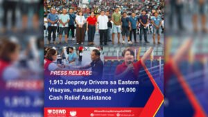9.56 million pesos na tulong pinansyal, ipinagkaloob ng DSWD sa mga PUJ drivers sa Eastern Visayas