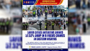Crime Rate sa Eastern Visayas, bumagsak ng 57% sa ilalim ng Safer Cities Initiative